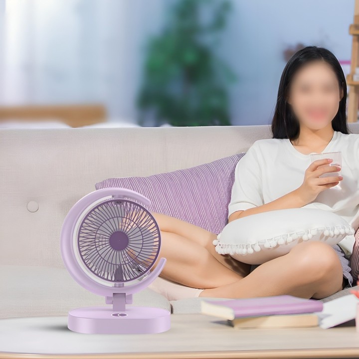 Ventilador Lámpara De Escritorio Recargable Usb Mesa Y Pared