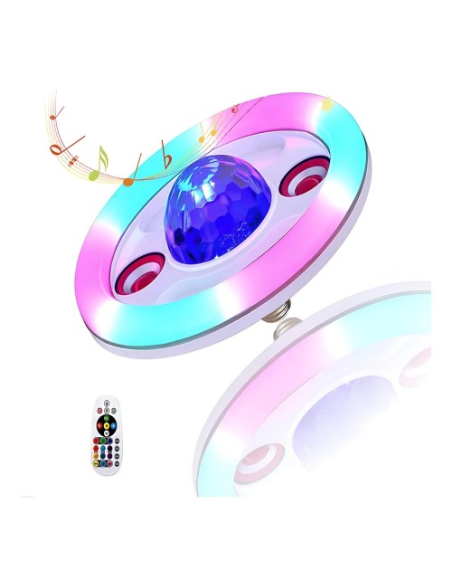 Bombillo Led Ovni Parlante Bluetooth Rgb Sensor Ritmo Musica