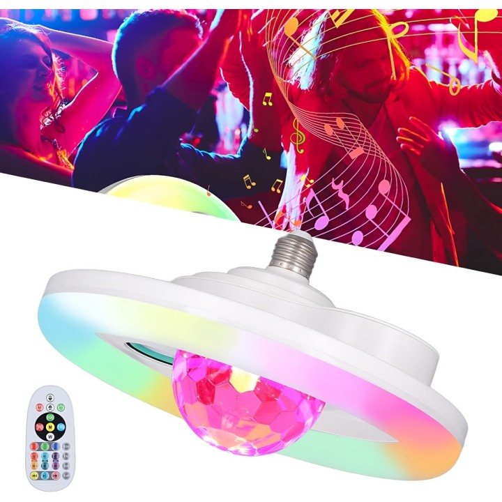 Bombillo Led Ovni Parlante Bluetooth Rgb Sensor Ritmo Musica