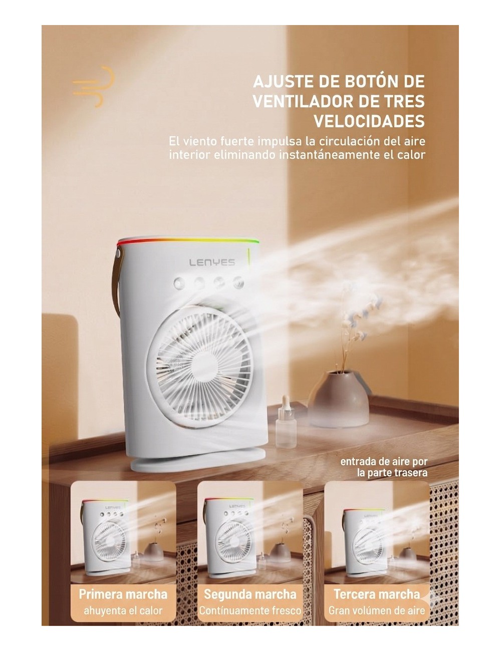 Enfriador Aire Portatil Humidificador Recargable Lenyes Usb