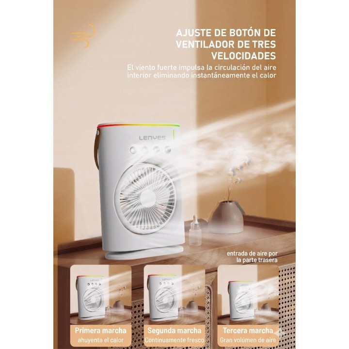 Enfriador Aire Portatil Humidificador Recargable Lenyes Usb