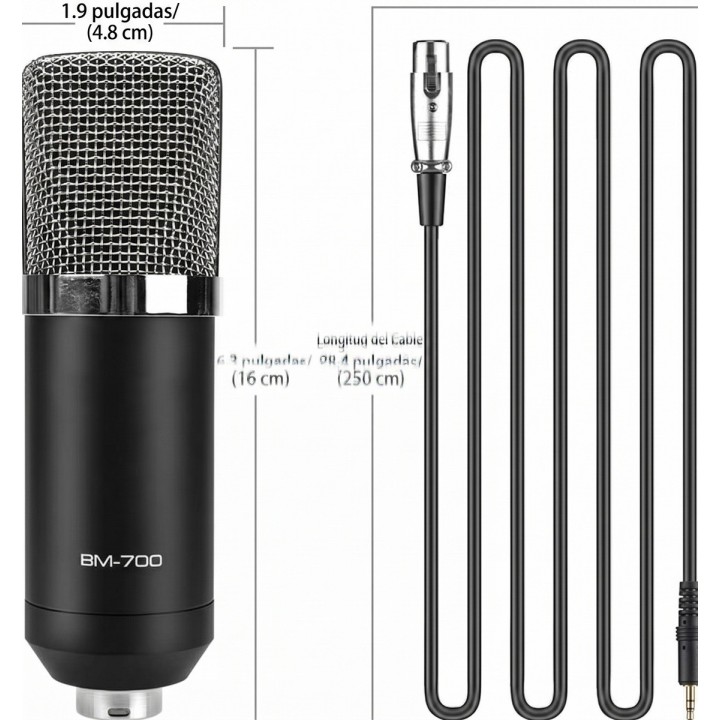 Microfono De Condensador Profesional Bm-700 Kit Podcast