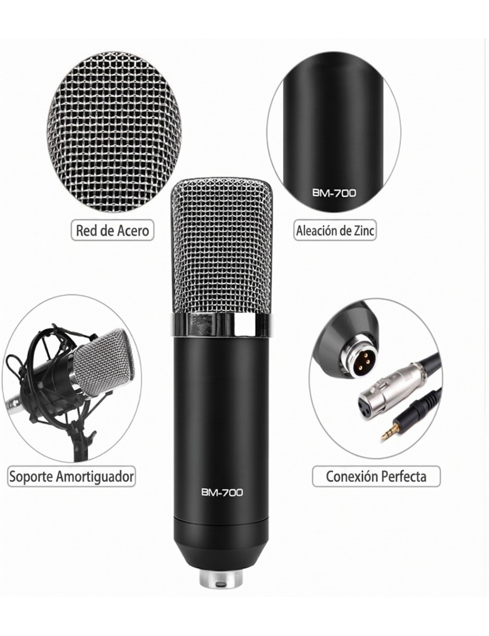 Microfono De Condensador Profesional Bm-700 Kit Podcast