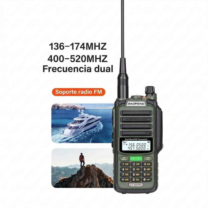 Radio Uv-98pro Ip68 Impermeable Banda Dual Largo Alcance