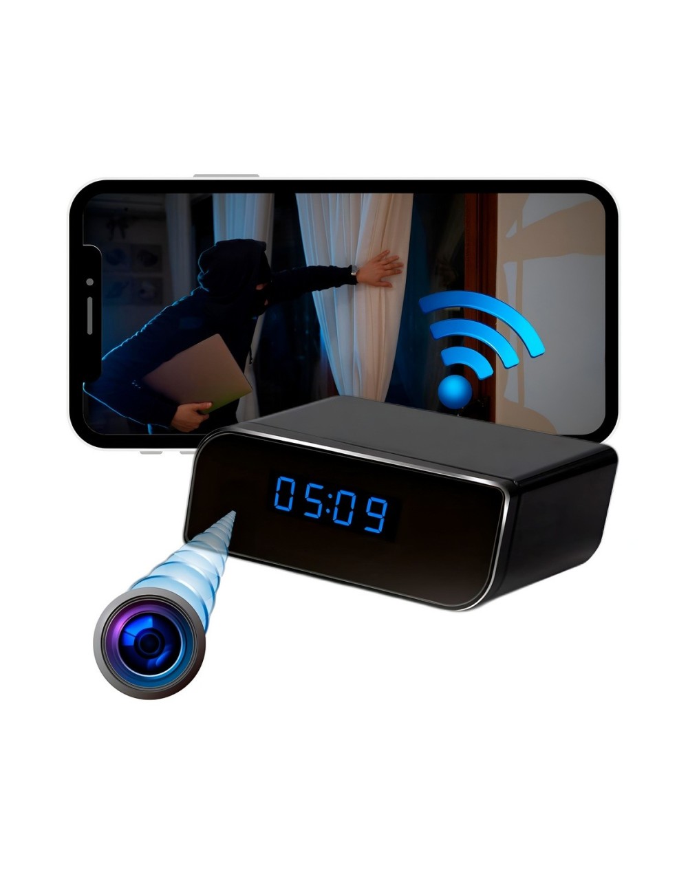 Reloj Despertador Camara Espia Wifi Full Hd Vision Nocturna