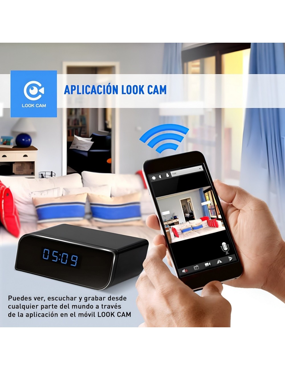 Reloj Despertador Camara Espia Wifi Full Hd Vision Nocturna