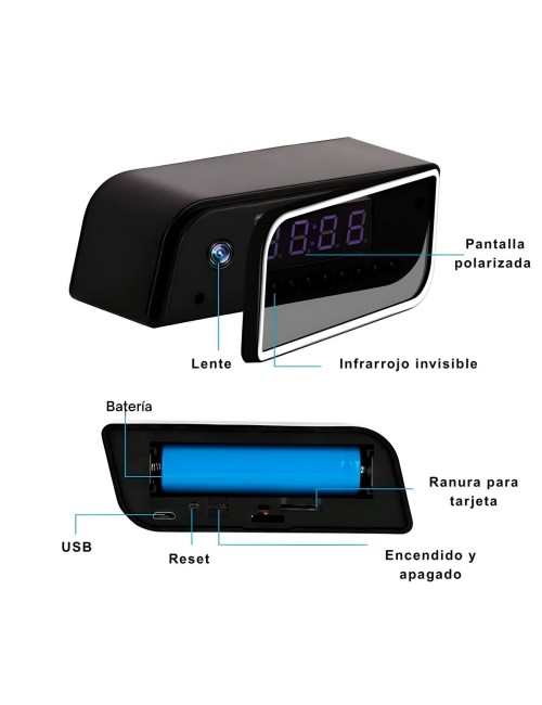 Reloj Despertador Camara Espia Wifi Full Hd Vision Nocturna