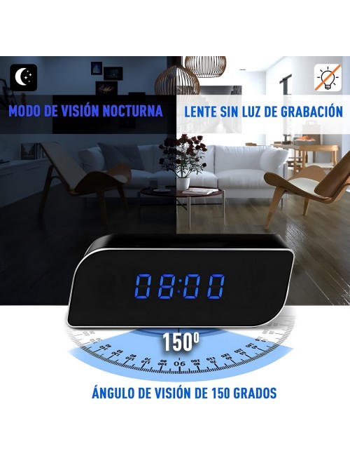 Reloj Despertador Camara Espia Wifi Full Hd Vision Nocturna