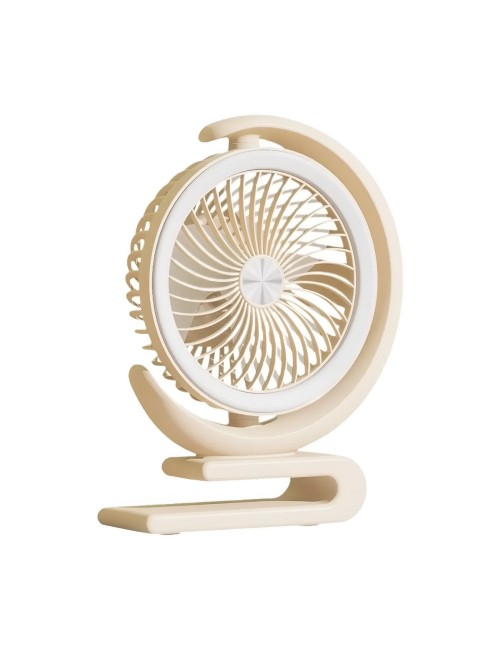 Ventilador Recargable De Escritorio 360 Grados Con Luz Led