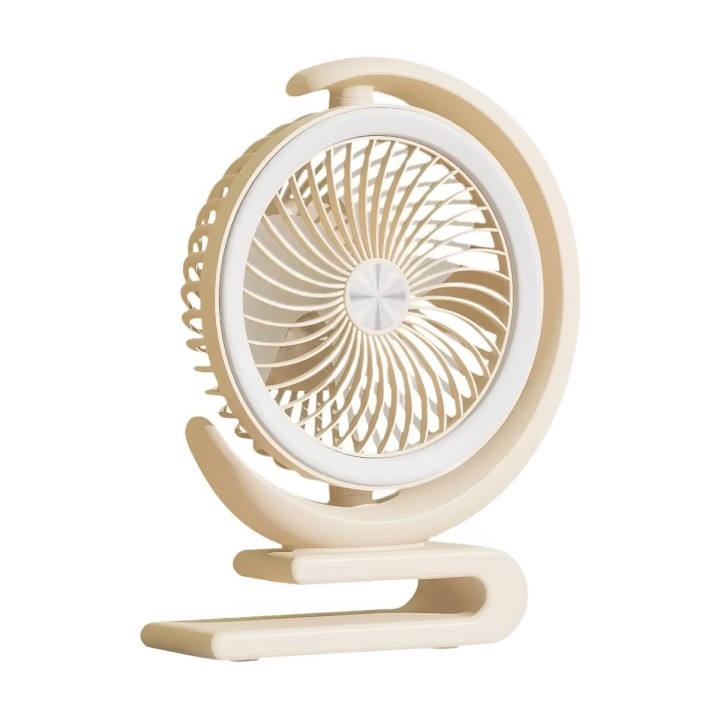 Ventilador Recargable De Escritorio 360 Grados Con Luz Led