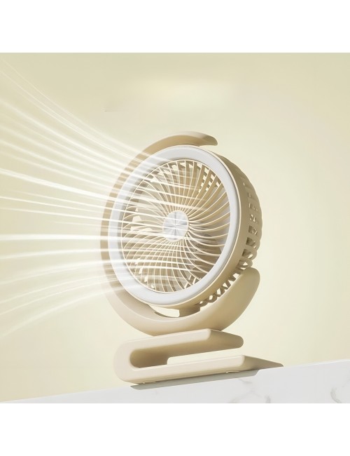 Ventilador Recargable De Escritorio 360 Grados Con Luz Led