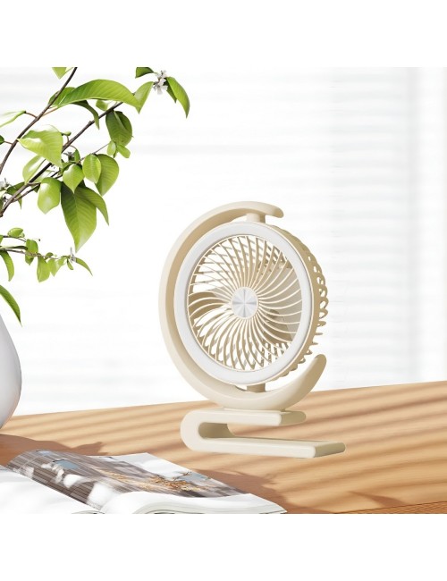 Ventilador Recargable De Escritorio 360 Grados Con Luz Led