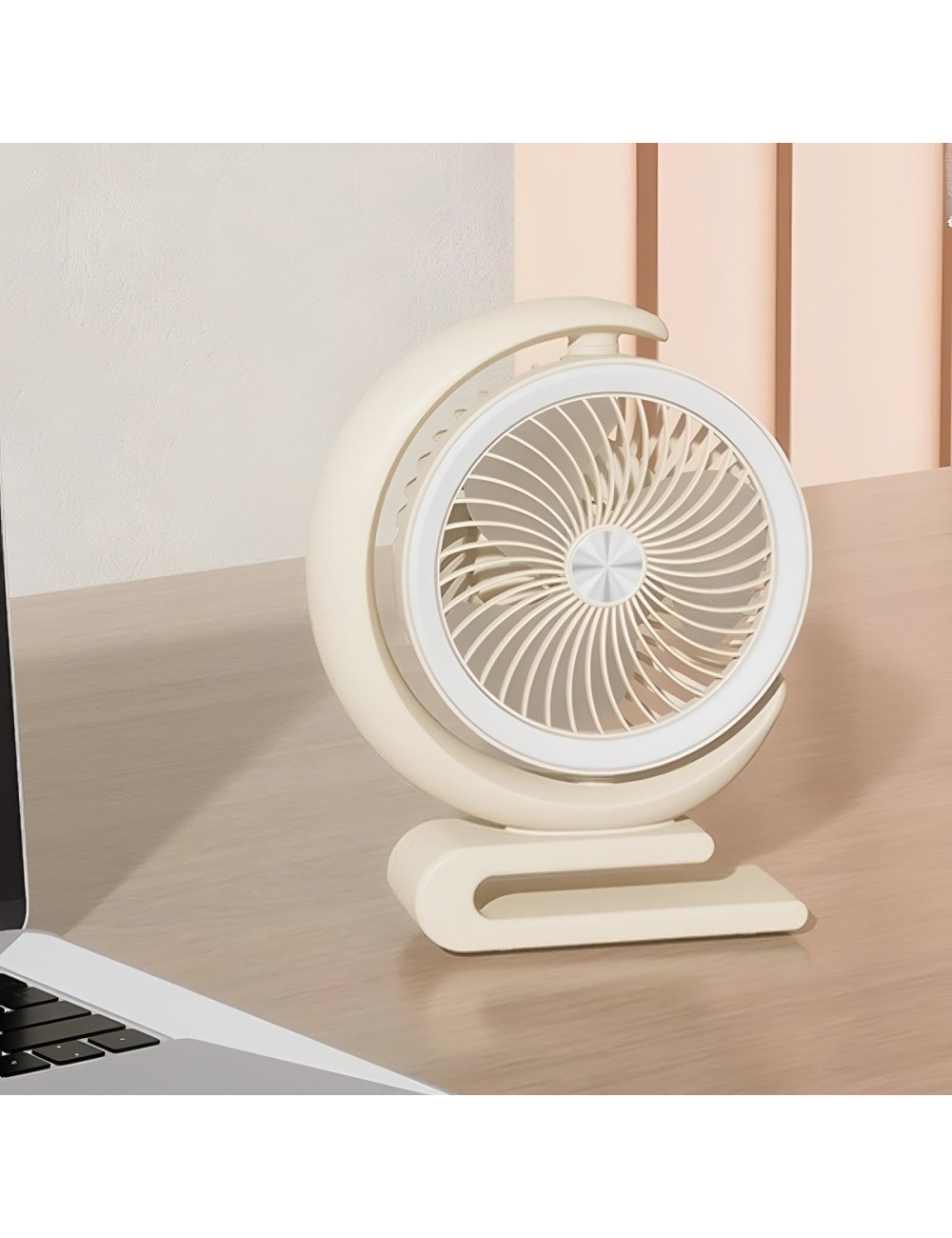 Ventilador Recargable De Escritorio 360 Grados Con Luz Led