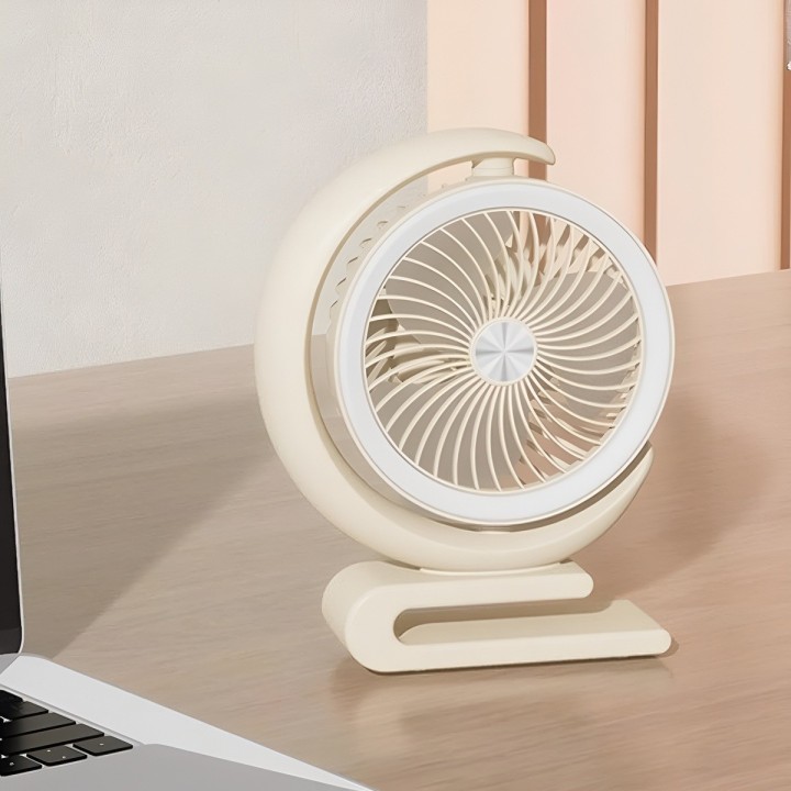 Ventilador Recargable De Escritorio 360 Grados Con Luz Led