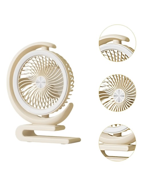Ventilador Recargable De Escritorio 360 Grados Con Luz Led