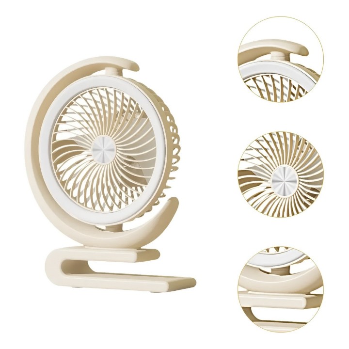 Ventilador Recargable De Escritorio 360 Grados Con Luz Led