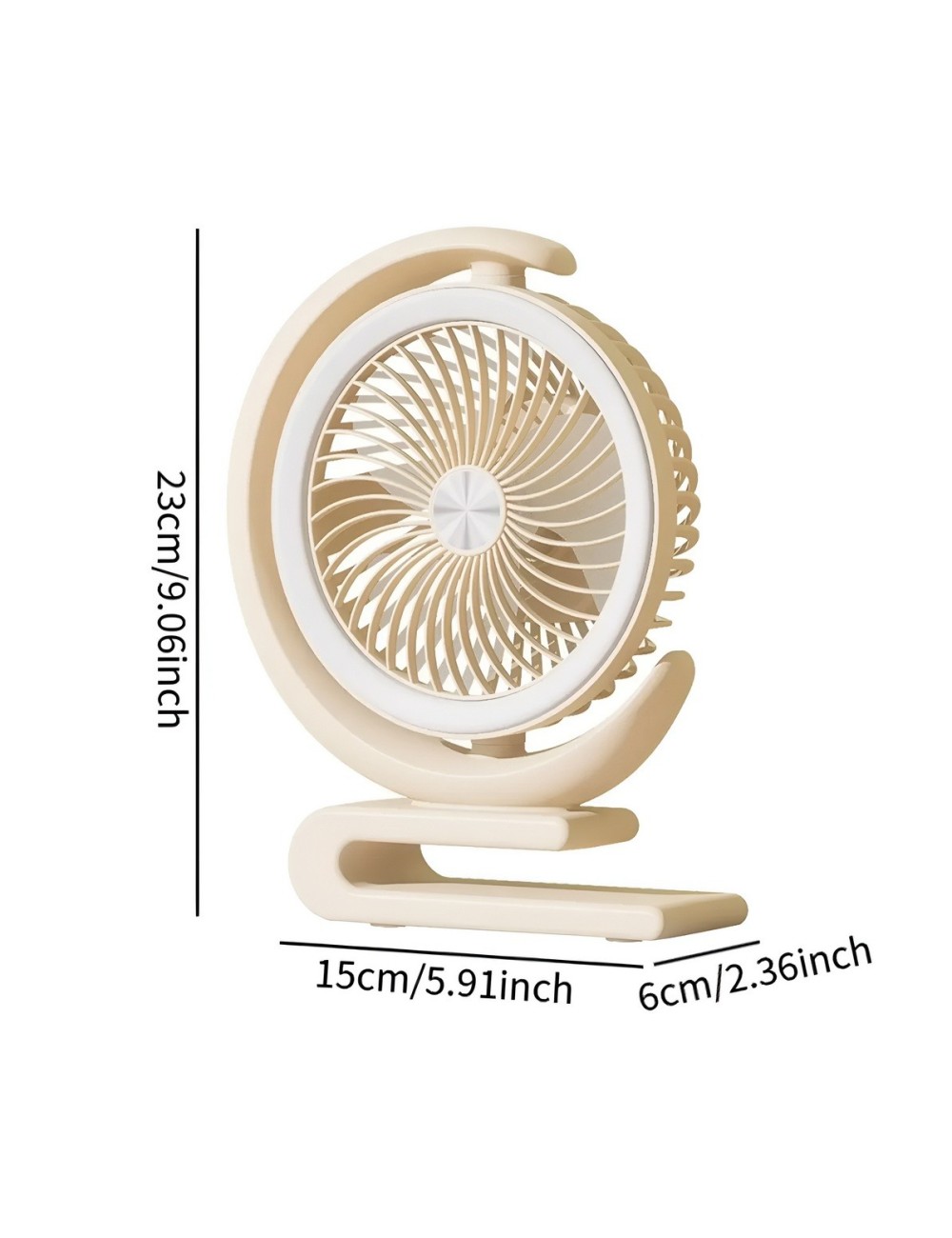 Ventilador Recargable De Escritorio 360 Grados Con Luz Led