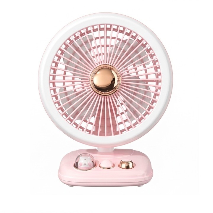 Ventilador Recargable Kawaii Luz Led Escritorio Portatil Usb