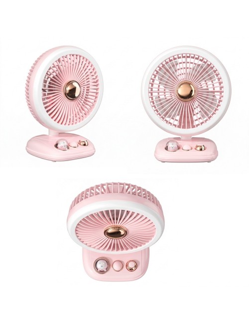 Ventilador Recargable Kawaii Luz Led Escritorio Portatil Usb