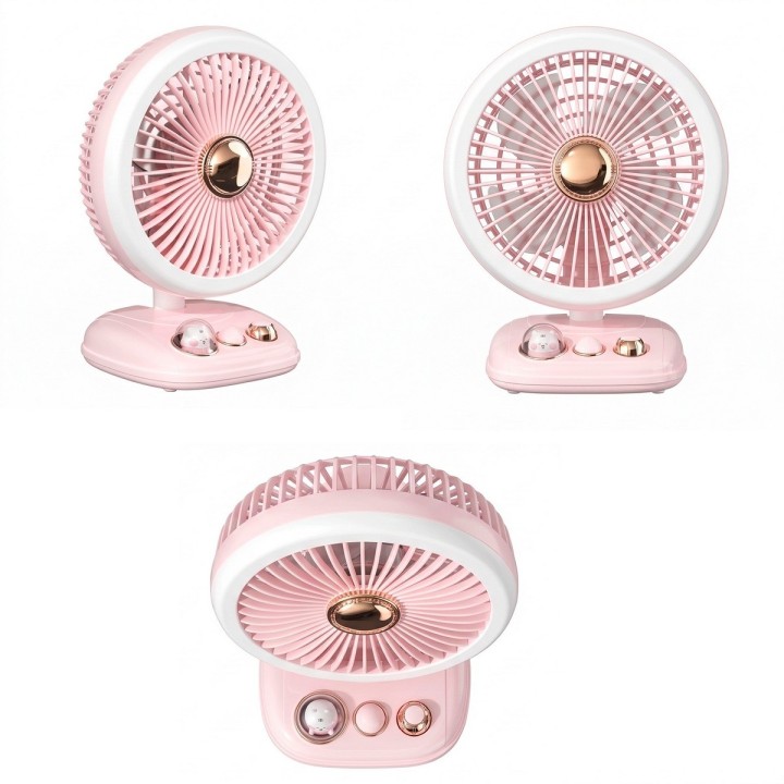 Ventilador Recargable Kawaii Luz Led Escritorio Portatil Usb