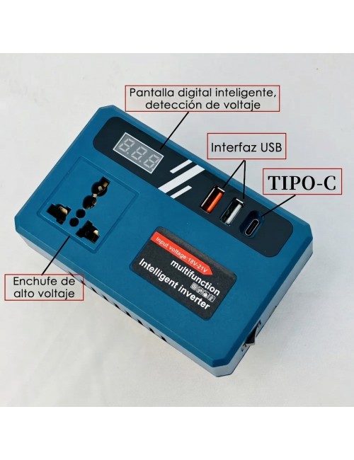 Inversor De Corriente Bateria 21v 3.0ah A 110v Usb Tipo C