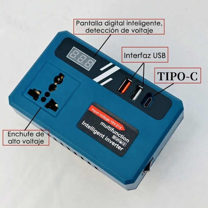 Inversor De Corriente Bateria 21v 3.0ah A 110v Usb Tipo C