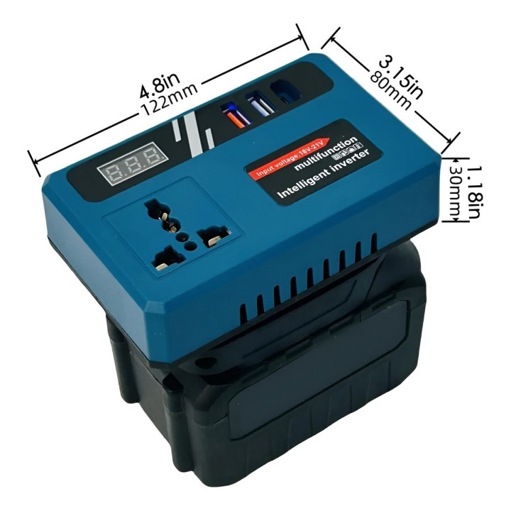 Inversor De Corriente Bateria 21v 3.0ah A 110v Usb Tipo C
