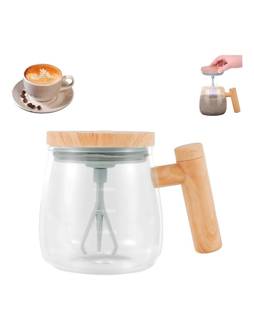 Mug Pocillo Mezclador Automático Recargable Vidrio Premium