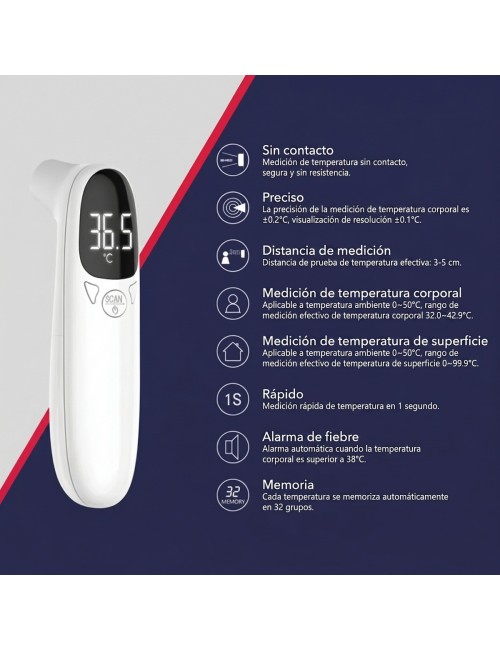 Termometro Infrarrojo Digital Sin Contacto Medición Rápida