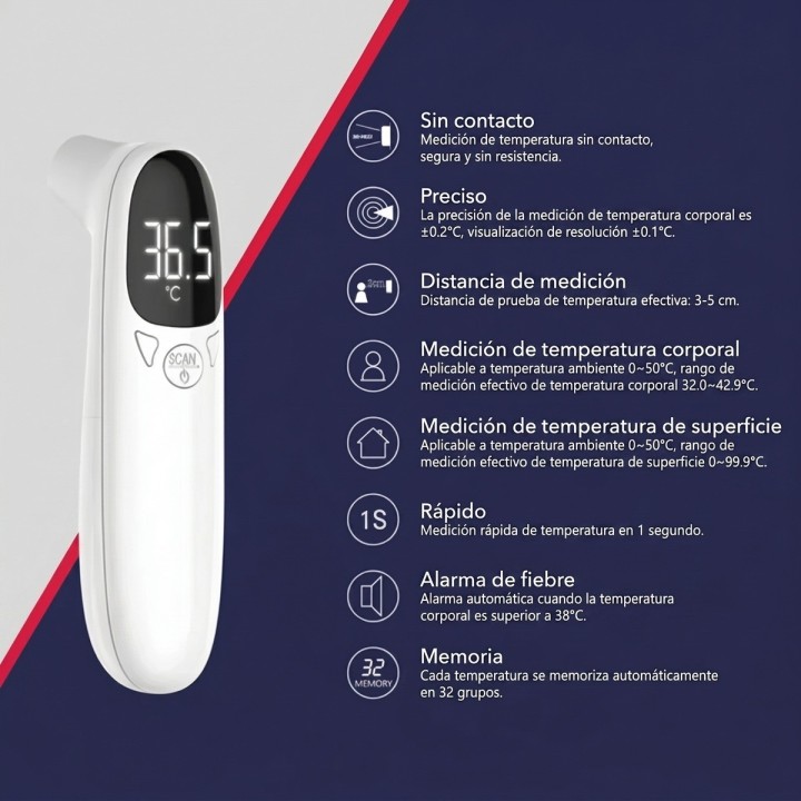 Termometro Infrarrojo Digital Sin Contacto Medición Rápida