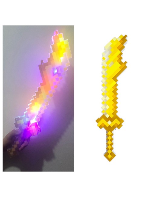 Espada De Juguete Estilo Pixeles Con Luz Led Y Sonido Niños