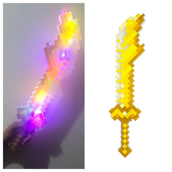 Espada De Juguete Estilo Pixeles Con Luz Led Y Sonido Niños