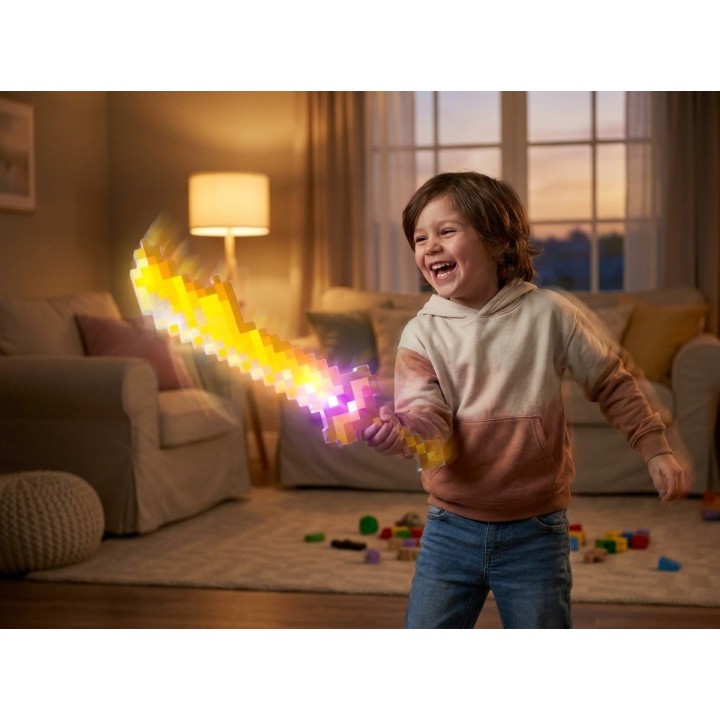 Espada De Juguete Estilo Pixeles Con Luz Led Y Sonido Niños