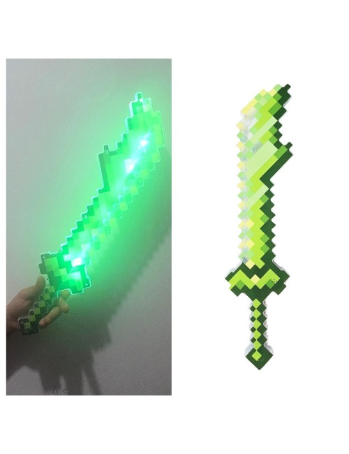 Espada De Juguete Estilo Pixeles Con Luz Led Y Sonido Niños