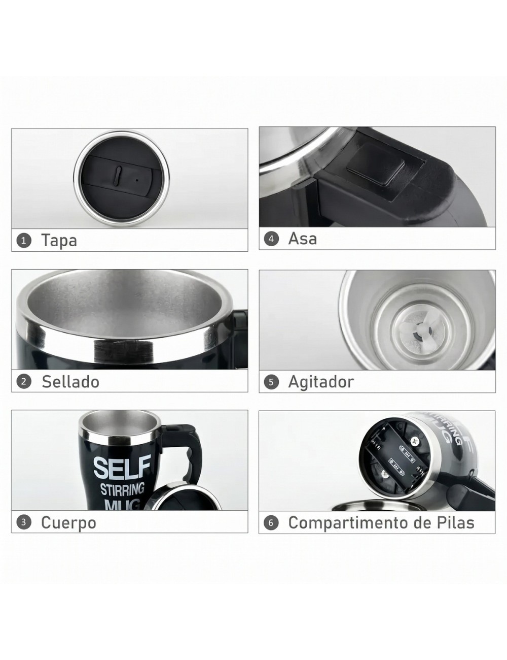 Mug Pocillo Mezclador Automático Termo Acero Inoxidable
