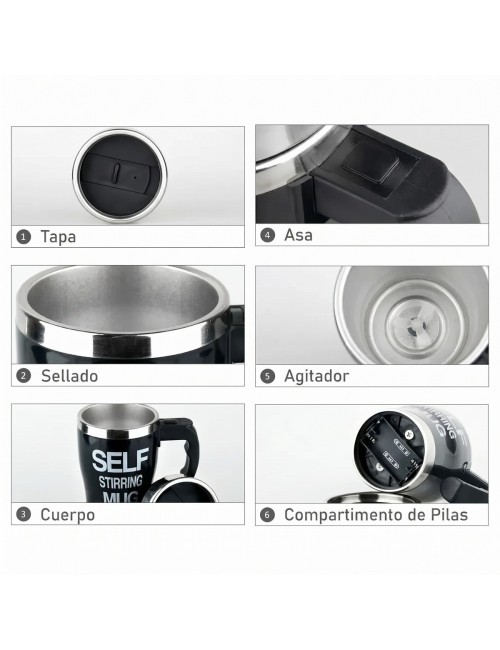 Mug Pocillo Mezclador Automático Termo Acero Inoxidable