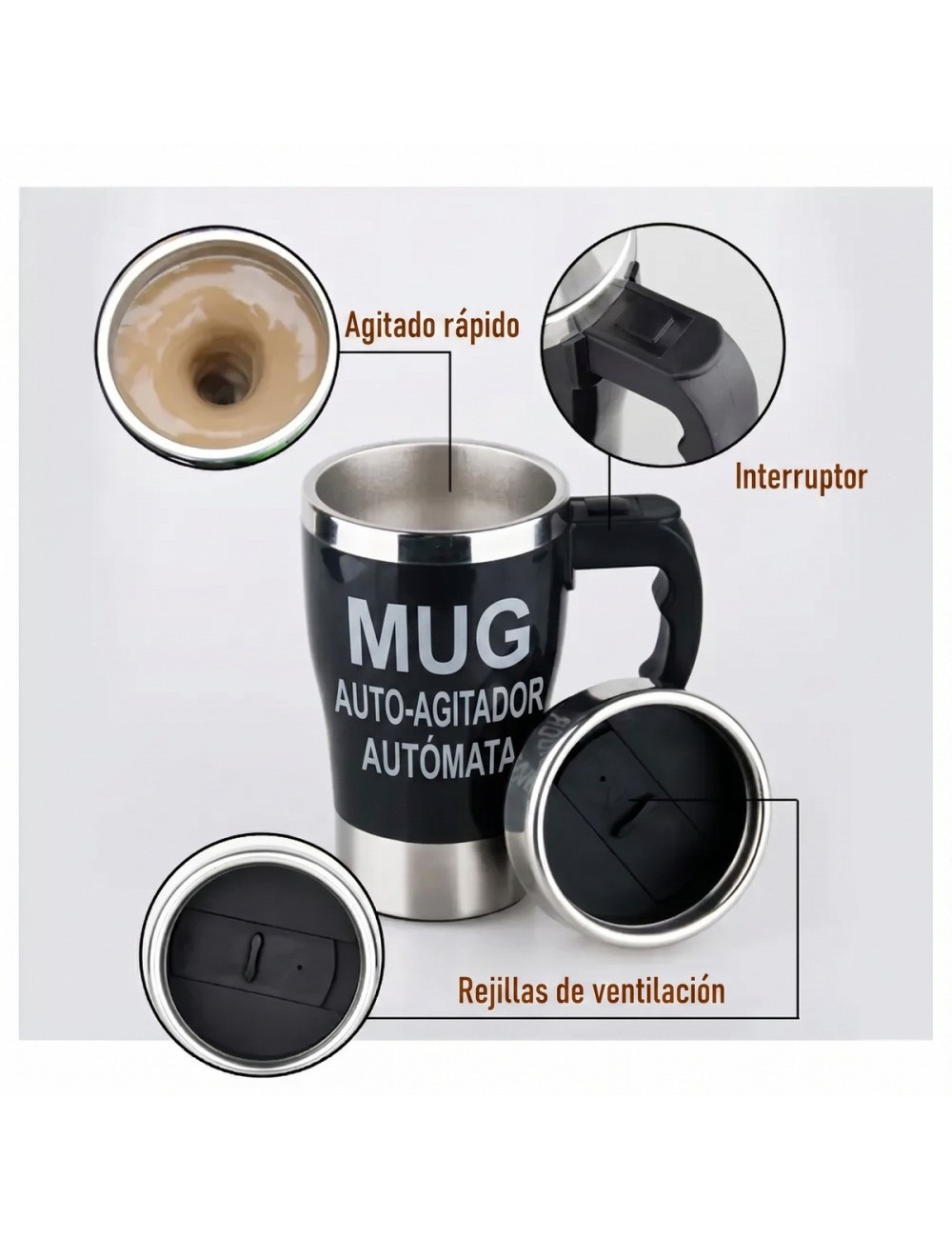 Mug Pocillo Mezclador Automático Termo Acero Inoxidable
