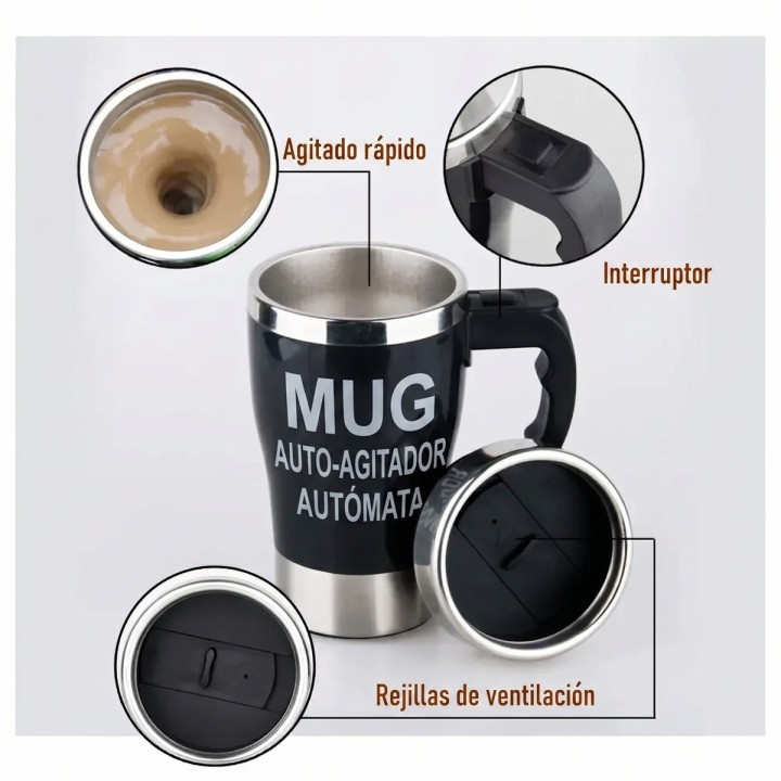 Mug Pocillo Mezclador Automático Termo Acero Inoxidable
