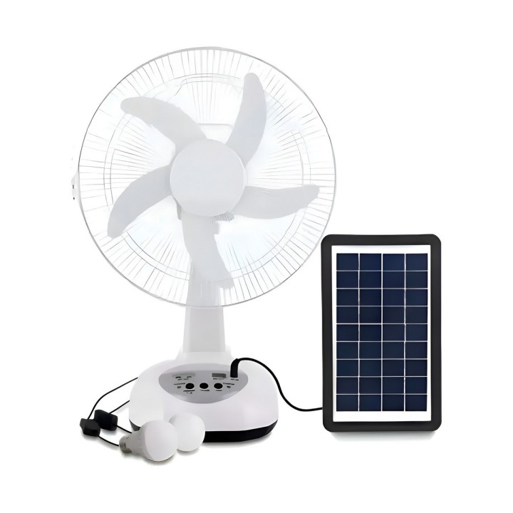 Ventilador Recargable 14 Pulgadas Panel Solar Luz Led Usb