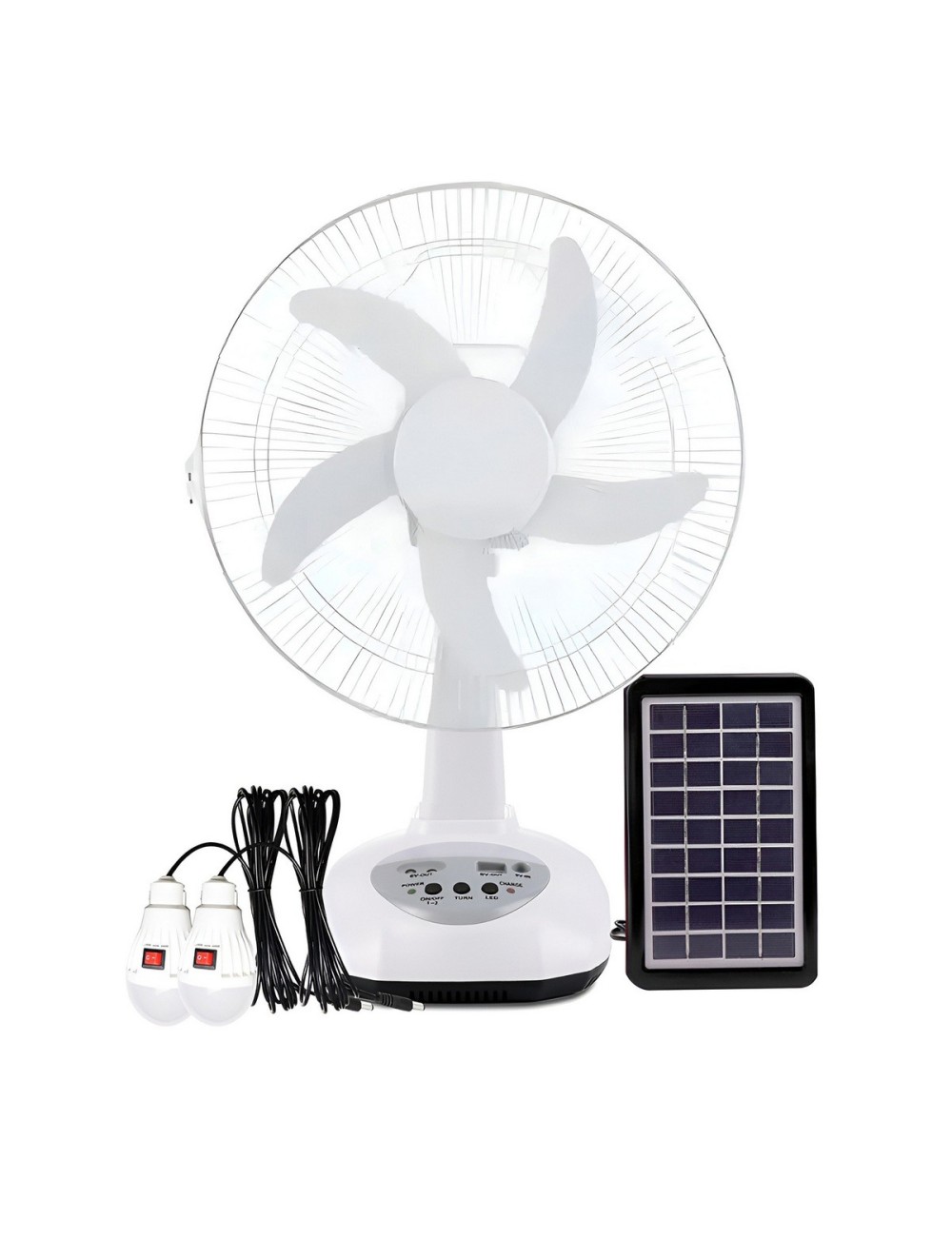 Ventilador Recargable 14 Pulgadas Panel Solar Luz Led Usb