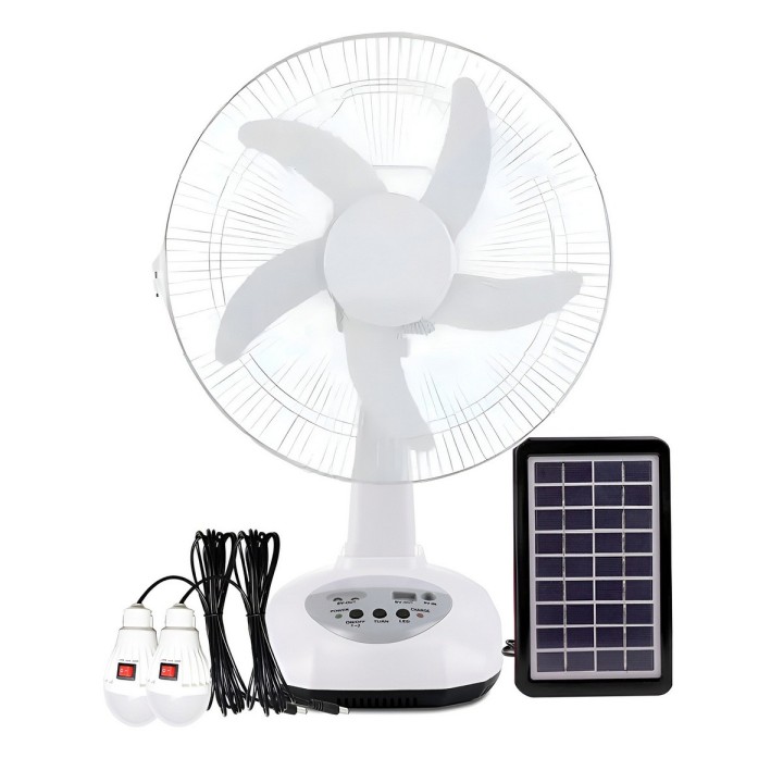 Ventilador Recargable 14 Pulgadas Panel Solar Luz Led Usb