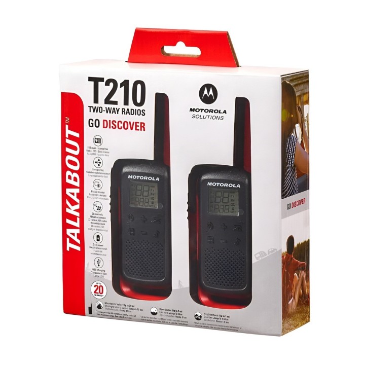 Walkie-talkie Motorola T210 T210 De 2 Radios Y Frecuencia Frs/gmrs. - Negro Con Rojo