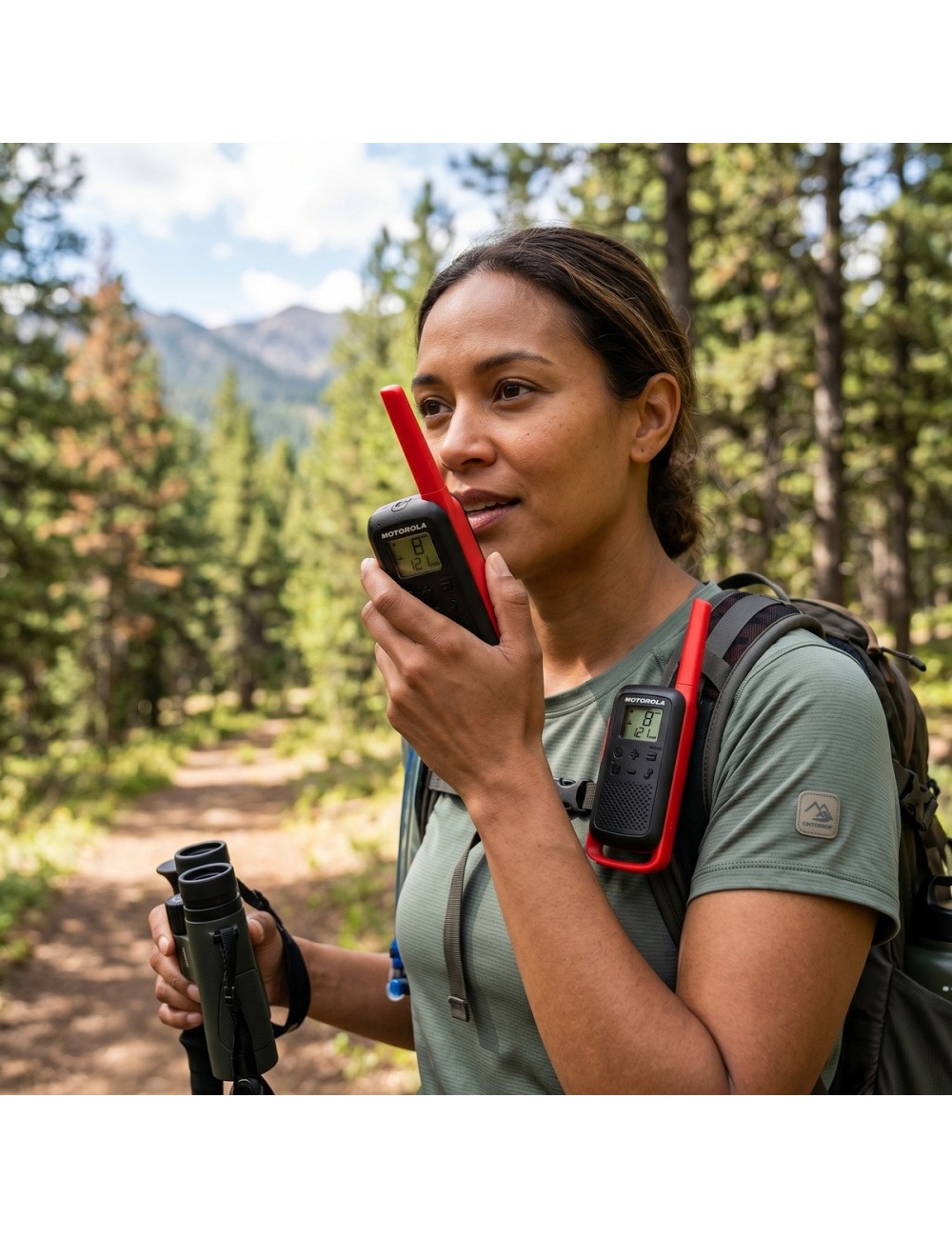 Walkie-talkie Motorola T210 T210 De 2 Radios Y Frecuencia Frs/gmrs. - Negro Con Rojo