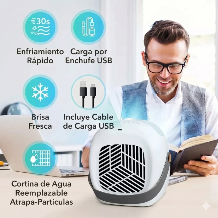 Aire Acondicionado Portátil Mini Enfriador Humidificador Usb