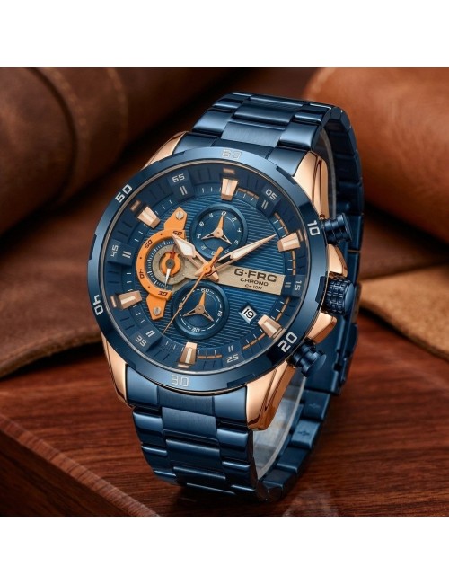 Reloj G-force Gr8402 Cronógrafo De Acero + Estuche Premium