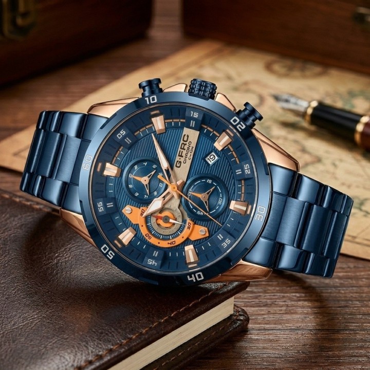 Reloj G-force Gr8402 Cronógrafo De Acero + Estuche Premium