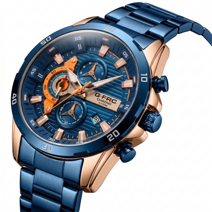 Reloj G-force Gr8402 Cronógrafo De Acero + Estuche Premium