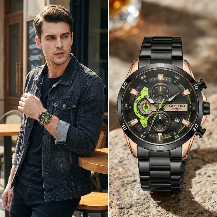 Reloj G-force Gr8402 Cronógrafo De Acero + Estuche Premium