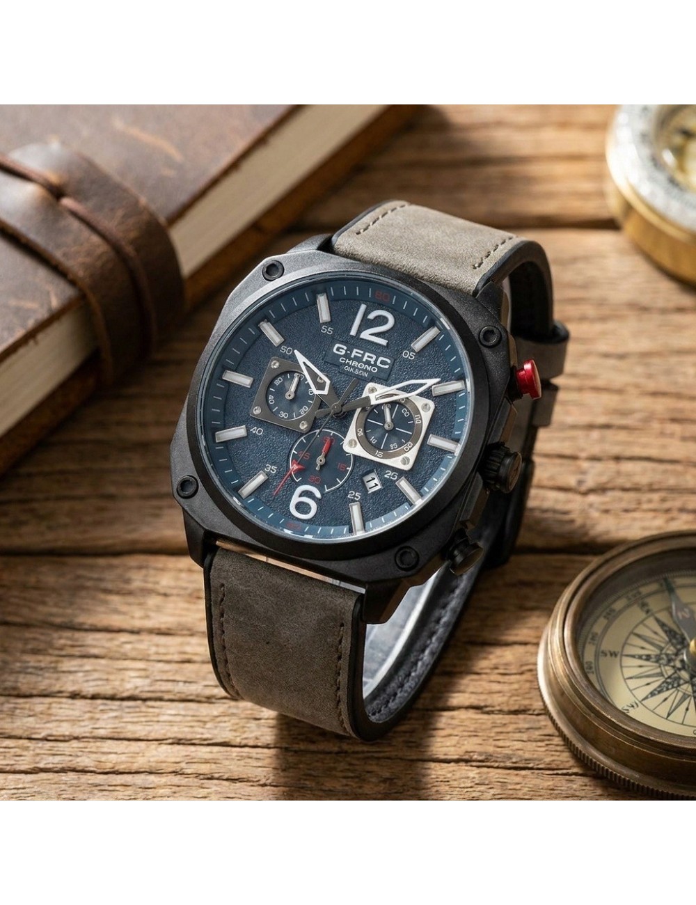 Reloj G-force Gr8398 Cronógrafo Cuero + Estuche Premium