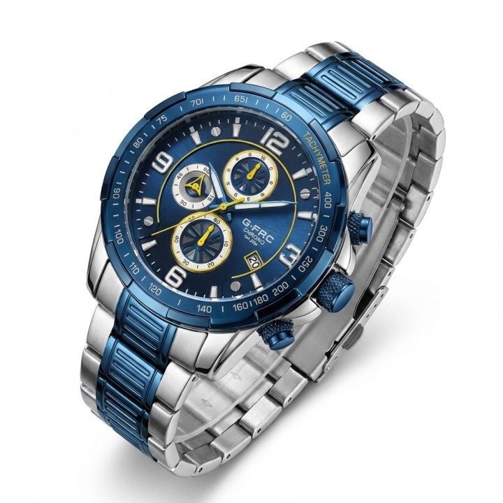 Reloj G-force Gf8020 Cronógrafo De Acero + Estuche Premium